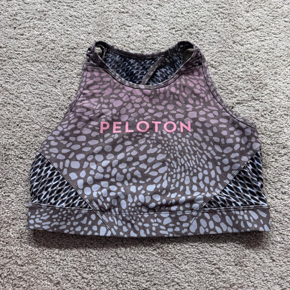 Peloton X WITH Riverstone Racerback Sports Bra Animal Print Women's Size Large